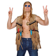 Op deze afbeelding zie je een Kostuums, van het merk Wilbers. Bruin Vest Indiaan Hippie Joehoe Man