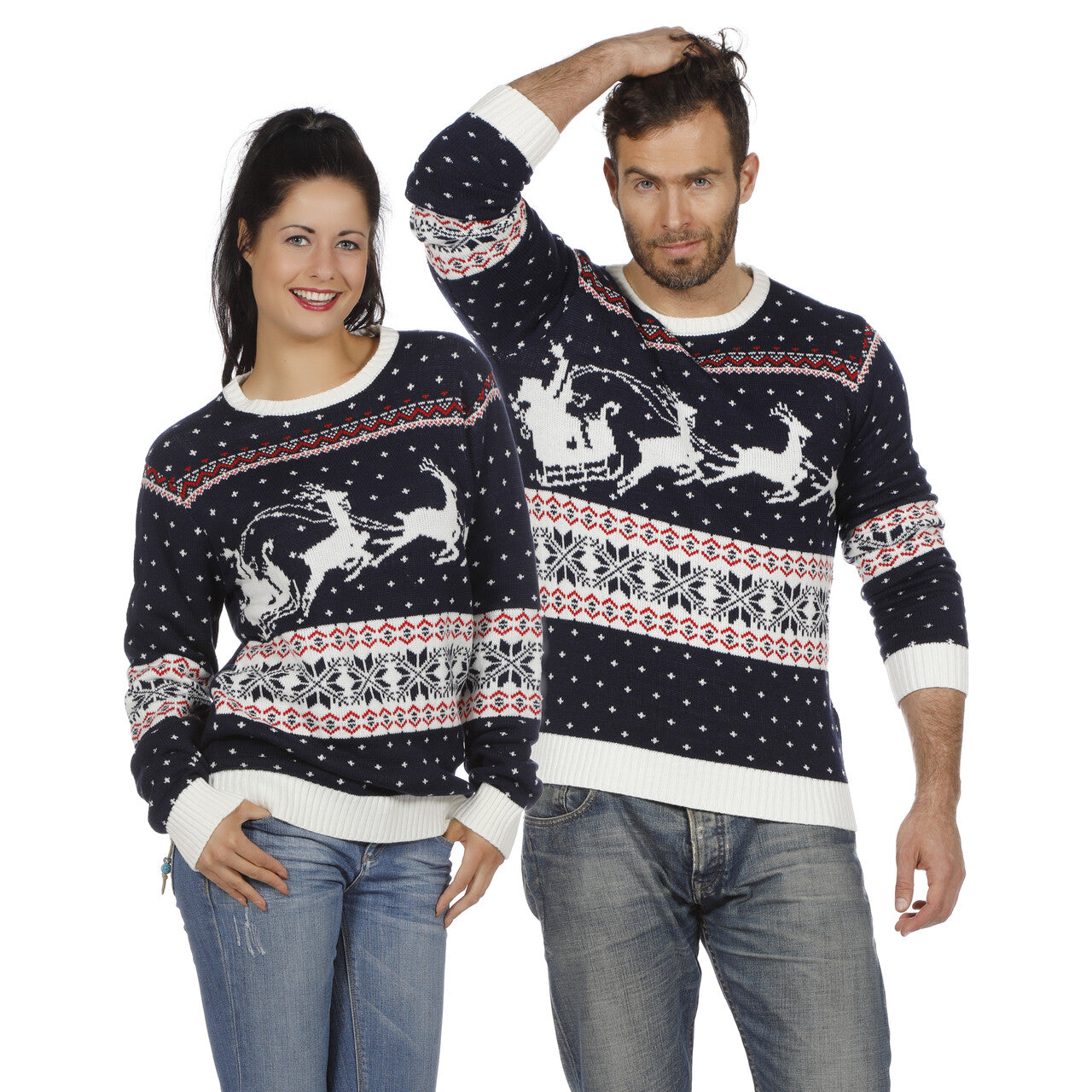 Op deze afbeelding zie je een Kostuums, van het merk Wilbers. Kersttrui Blauw Met Slee