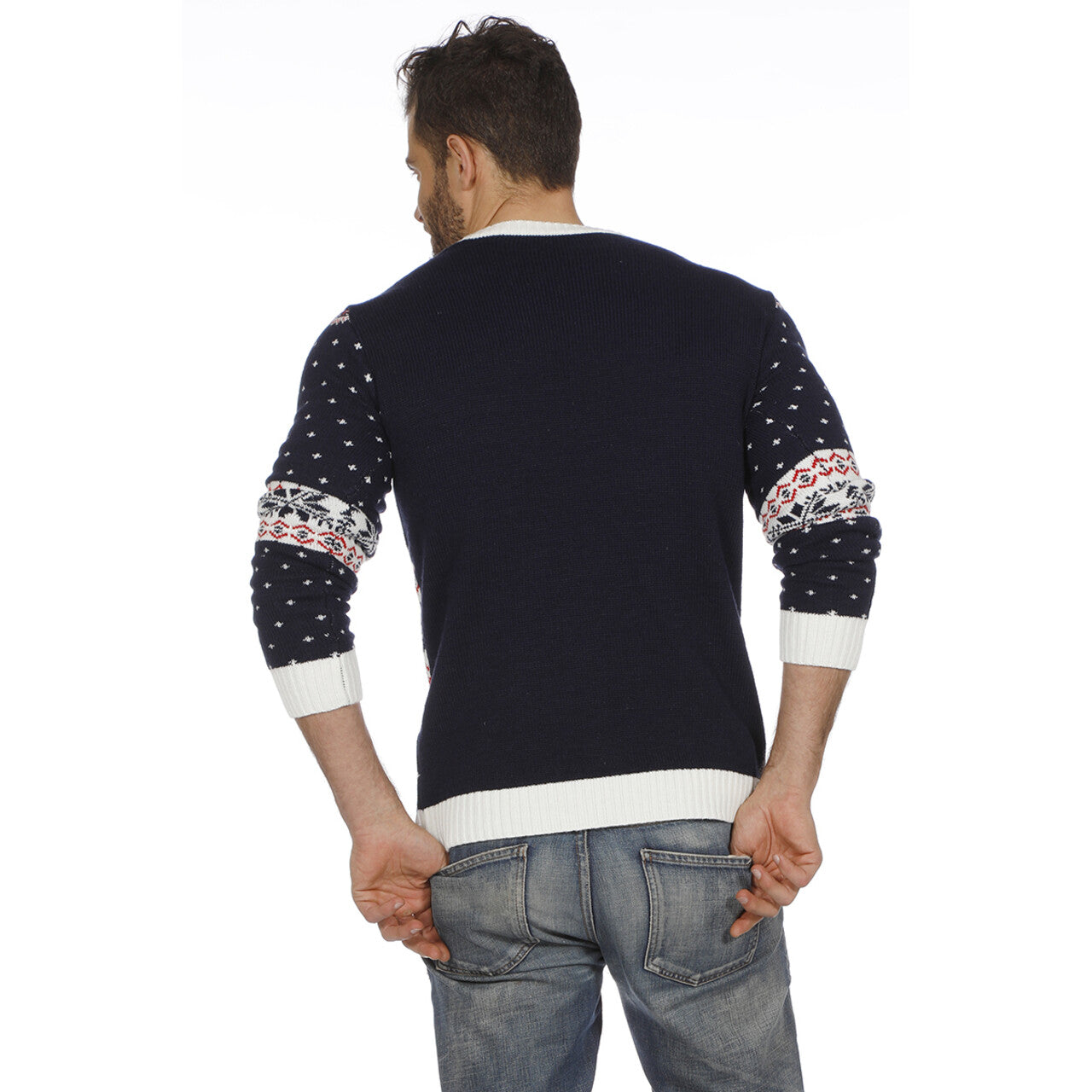Op deze afbeelding zie je een Kostuums, van het merk Wilbers. Kersttrui Blauw Met Slee