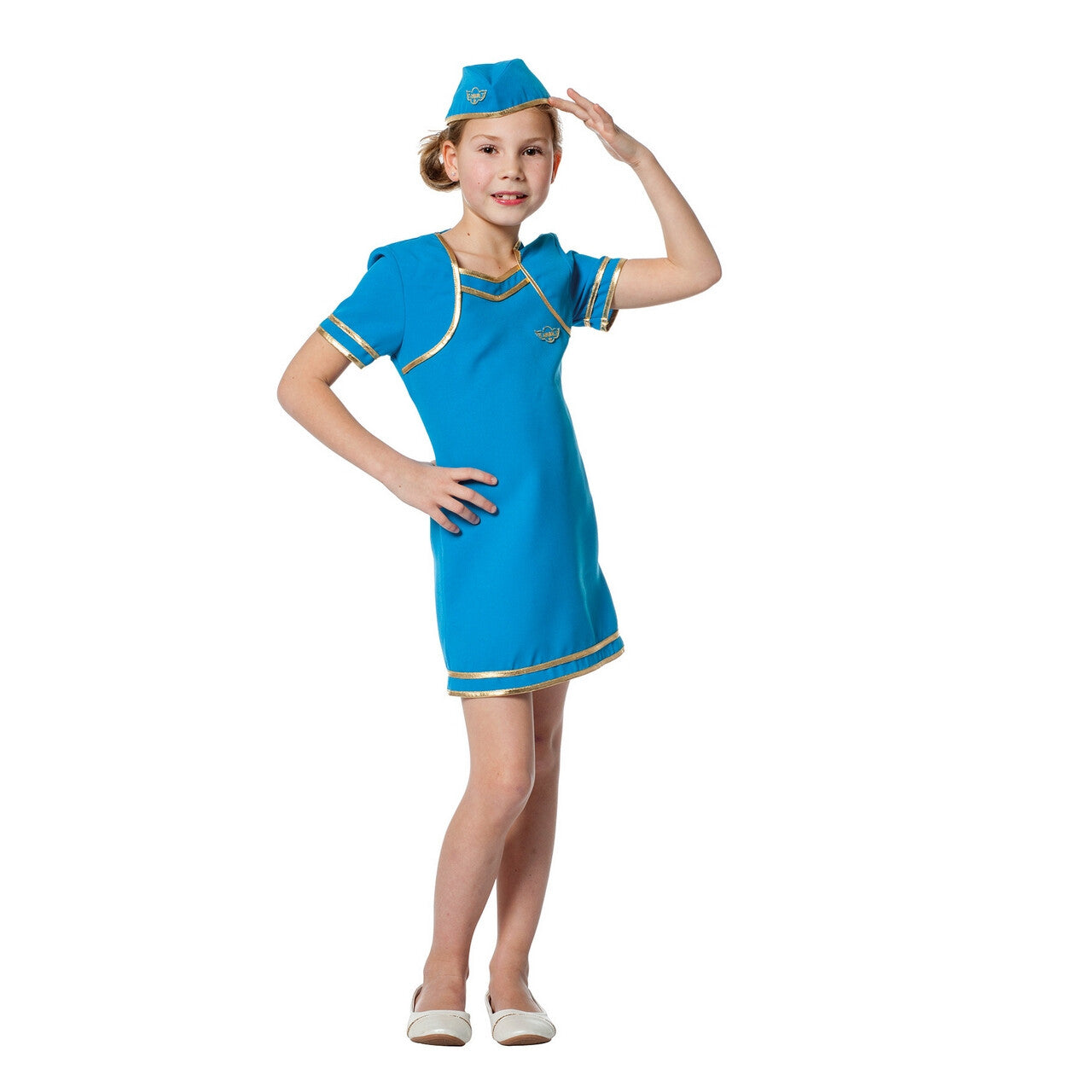 Op deze afbeelding zie je een Kostuums, van het merk Wilbers. Blauw Als De Lucht Stewardess Meisje Kostuum