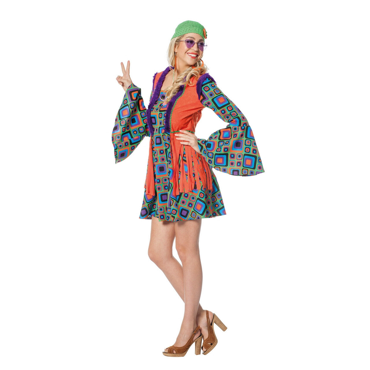 Op deze afbeelding zie je een Kostuums, van het merk Wilbers. Hippie Summer Of Love Vrouw Kostuum
