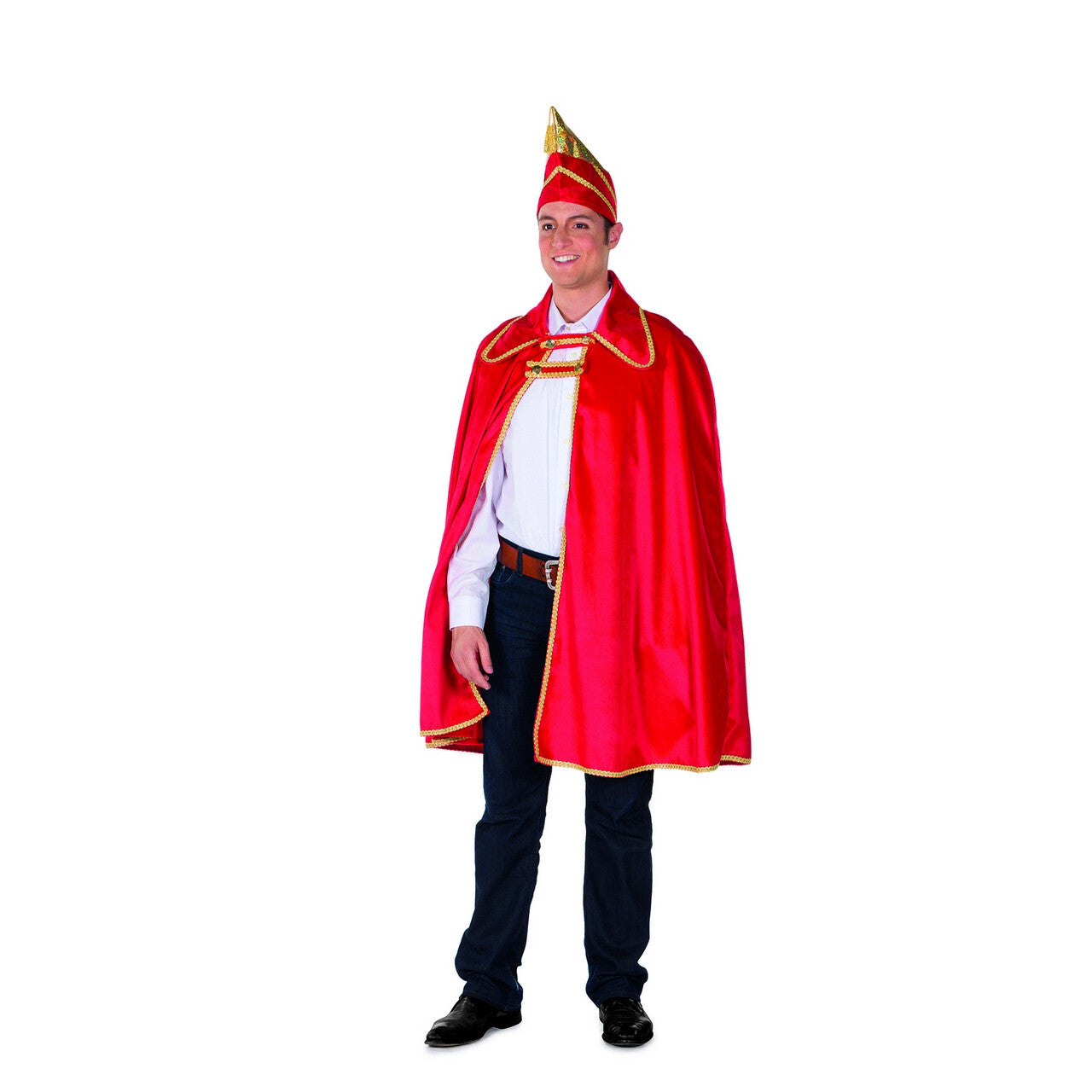 Op deze afbeelding zie je een Kostuums, van het merk Wilbers. Cape N Steek Prins Carnaval Fluweel Rood Man