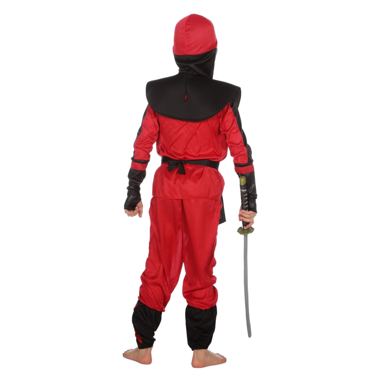 Op deze afbeelding zie je een Kostuums, van het merk Wilbers. Vurige Rode Ninja Strijder Met Werpsterren Kind Kostuum