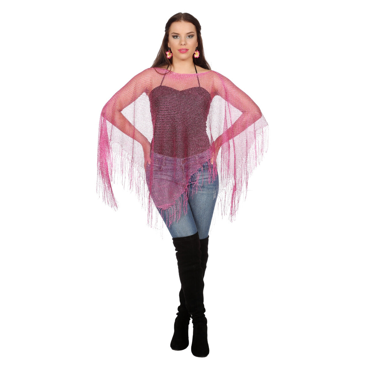 Op deze afbeelding zie je een Kostuums, van het merk Wilbers. Poncho Visnet Roze Vrouw