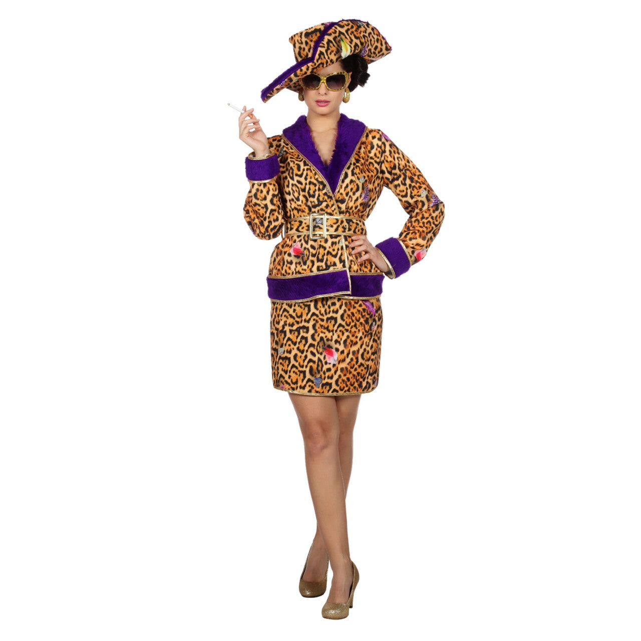 Op deze afbeelding zie je een Kostuums, van het merk Wilbers. Deux Piece Glam Panter Vrouw Kostuum