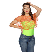 Op deze afbeelding zie je een Kostuums, van het merk Wilbers. Disco Visnetshirt Neonoranje Vrouw