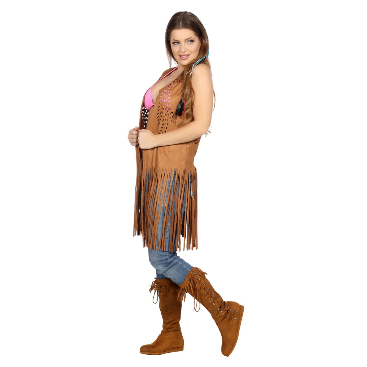 Op deze afbeelding zie je een Kostuums, van het merk Wilbers. Vest Hippie Cowgirl Kalme Westen Vrouw