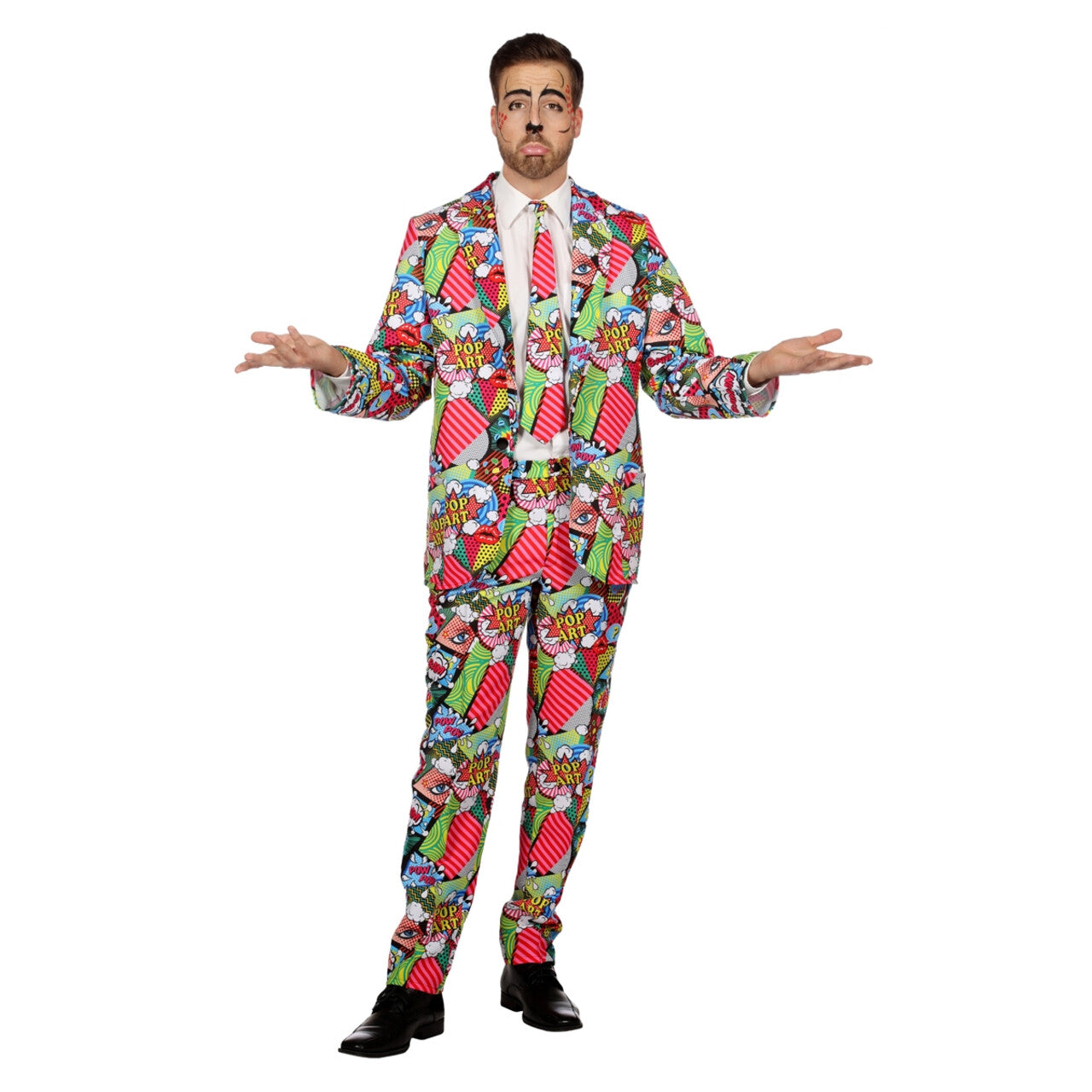 Op deze afbeelding zie je een Kostuums, van het merk Wilbers. Pop Art Strip Man Kostuum