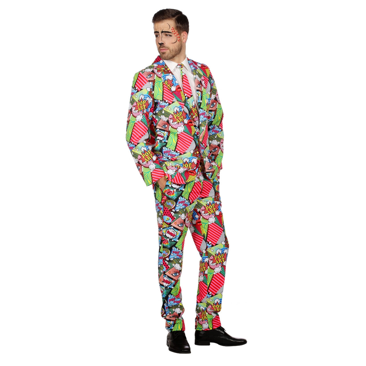 Op deze afbeelding zie je een Kostuums, van het merk Wilbers. Pop Art Strip Man Kostuum