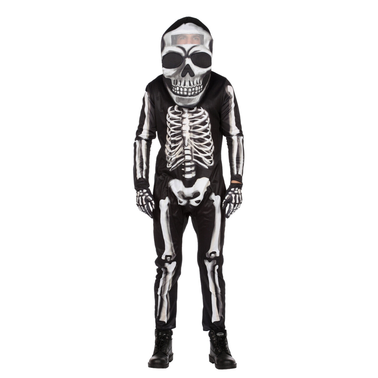 Op deze afbeelding zie je een Kostuums, van het merk Wilbers. Waterhoofd Skelet Halloween Man Kostuum