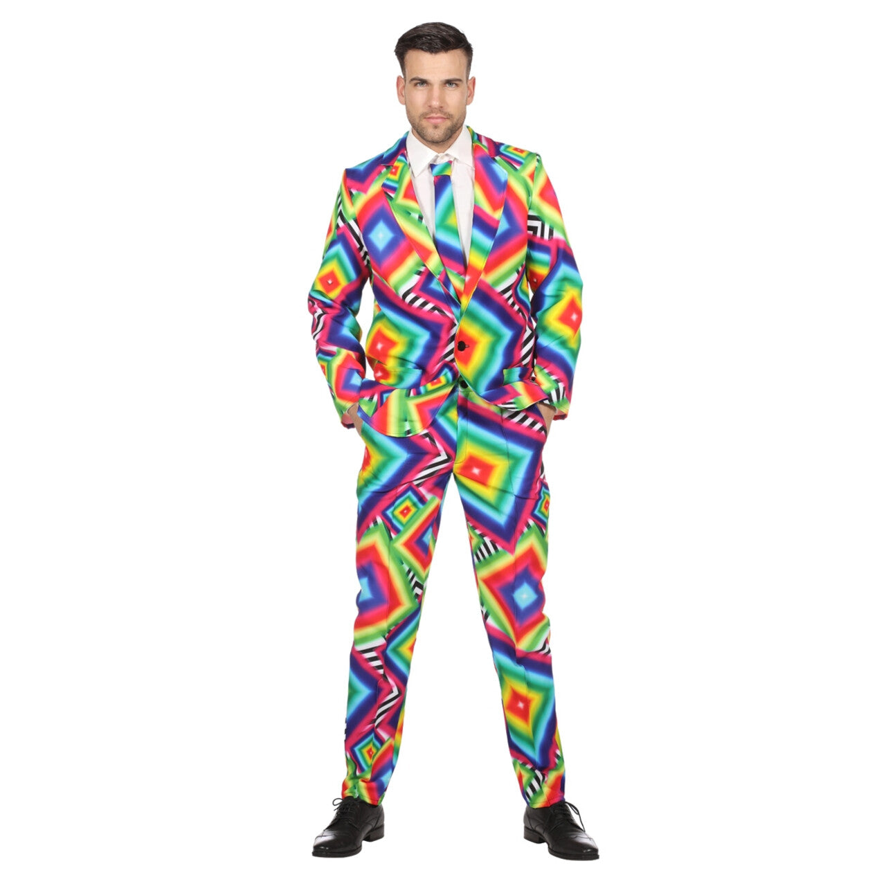 Op deze afbeelding zie je een Kostuums, van het merk Wilbers. Bedwelmend Druk Disco Man Kostuum
