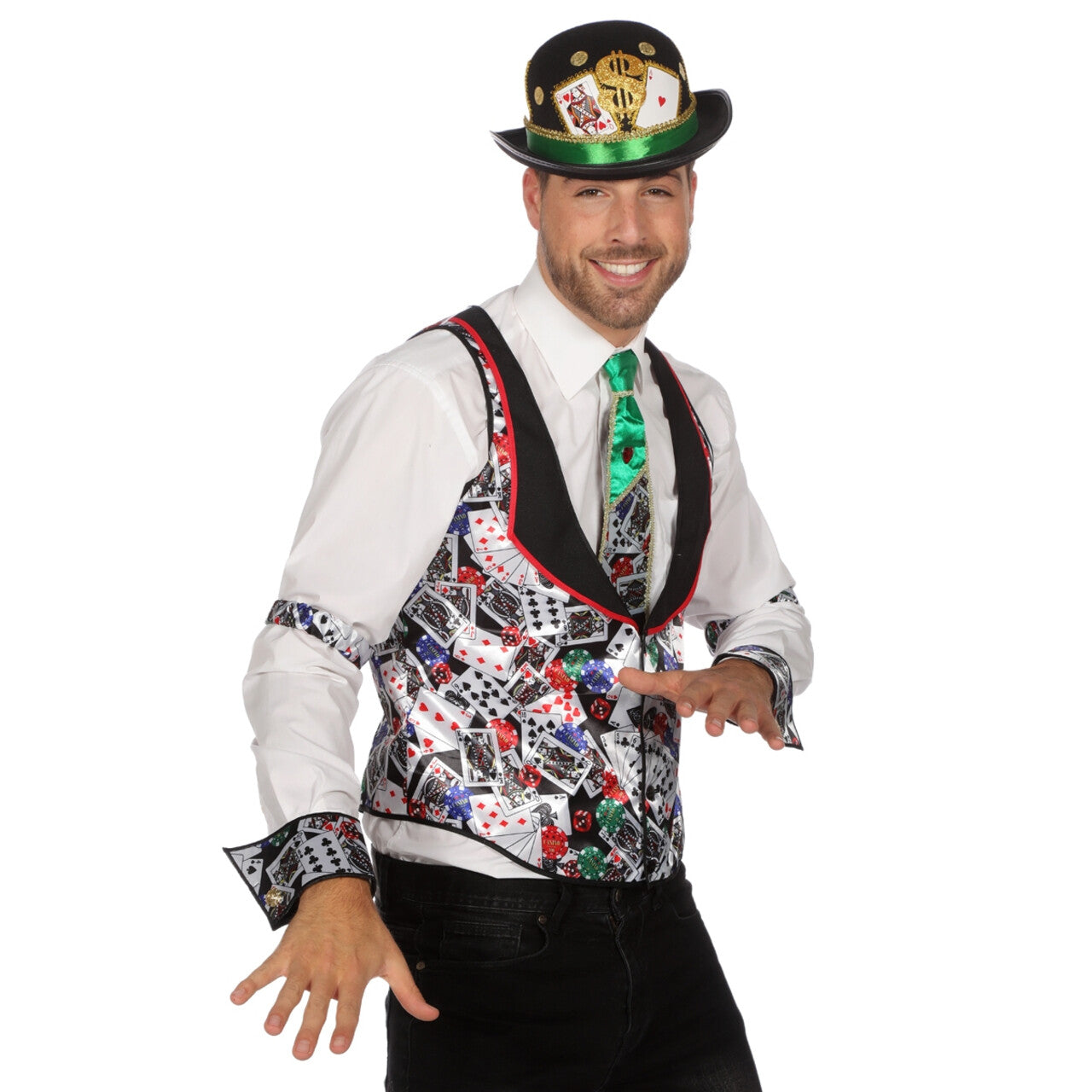 Op deze afbeelding zie je een Kostuums, van het merk Wilbers. Gilet Casino Poker Flush Man