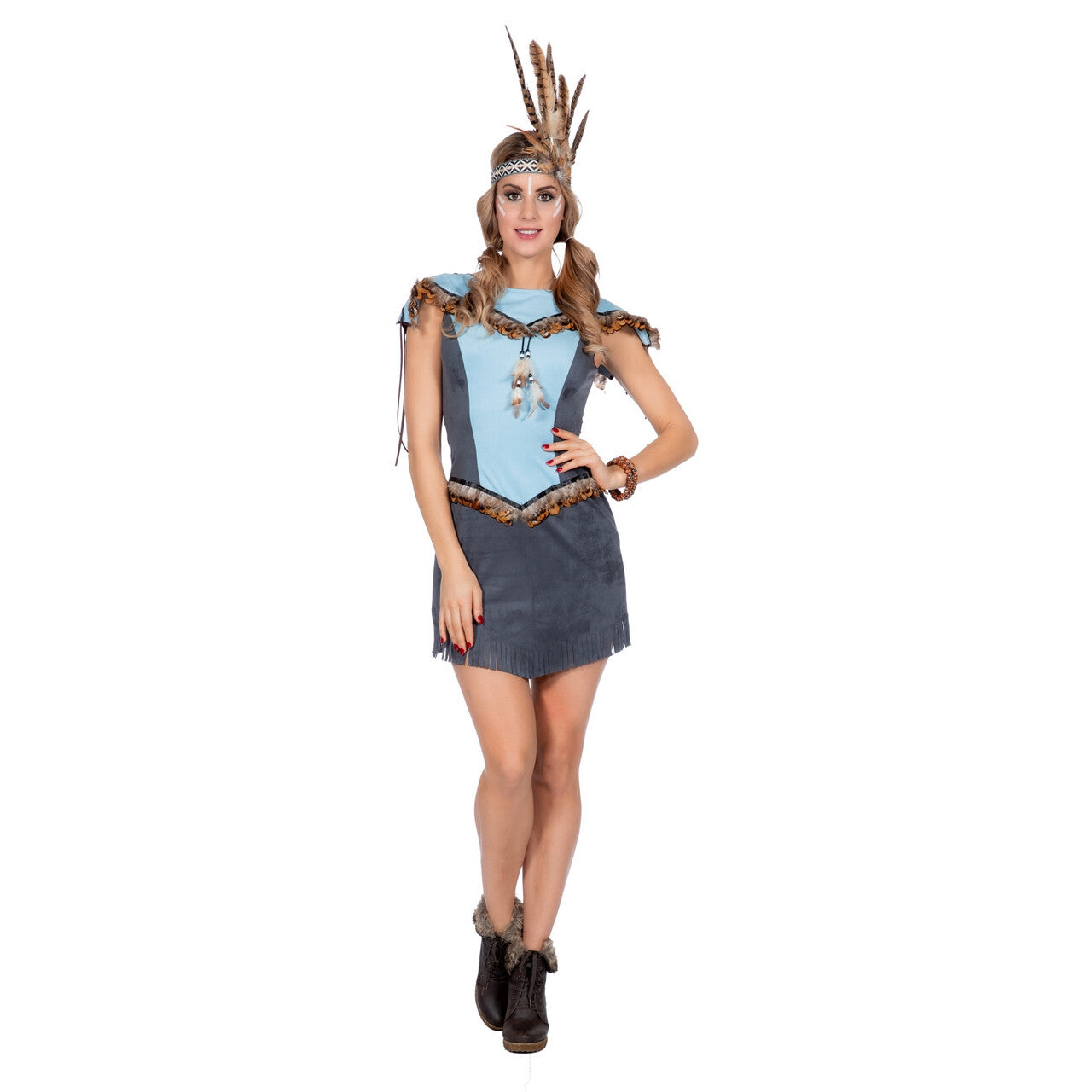 Op deze afbeelding zie je een Kostuums, van het merk Wilbers. Hupa Hoopa Indiaan Wilde Westen Vrouw Kostuum