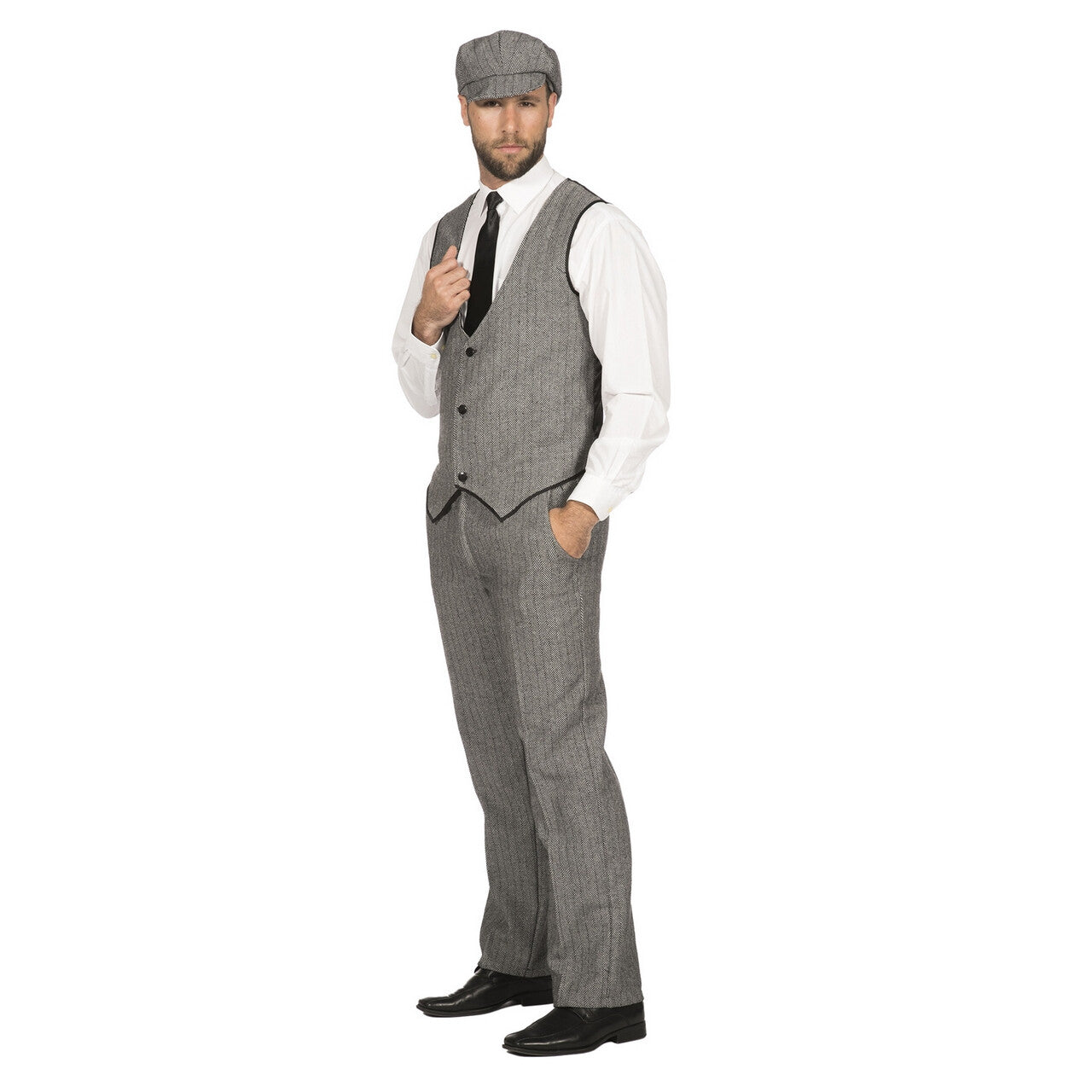 Op deze afbeelding zie je een Kostuums, van het merk Wilbers. Roaring 20s Set Grijs Thomas Peaky Man Kostuum