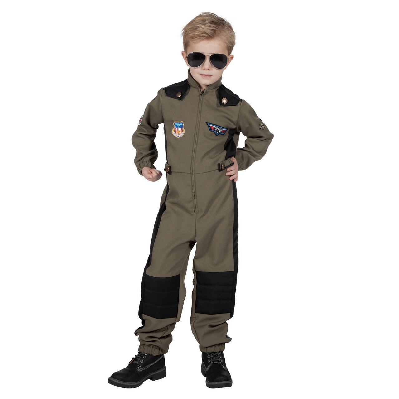 Op deze afbeelding zie je een Kostuums, van het merk Wilbers. Maverick Top Piloot F35 Straaljager Kind Kostuum