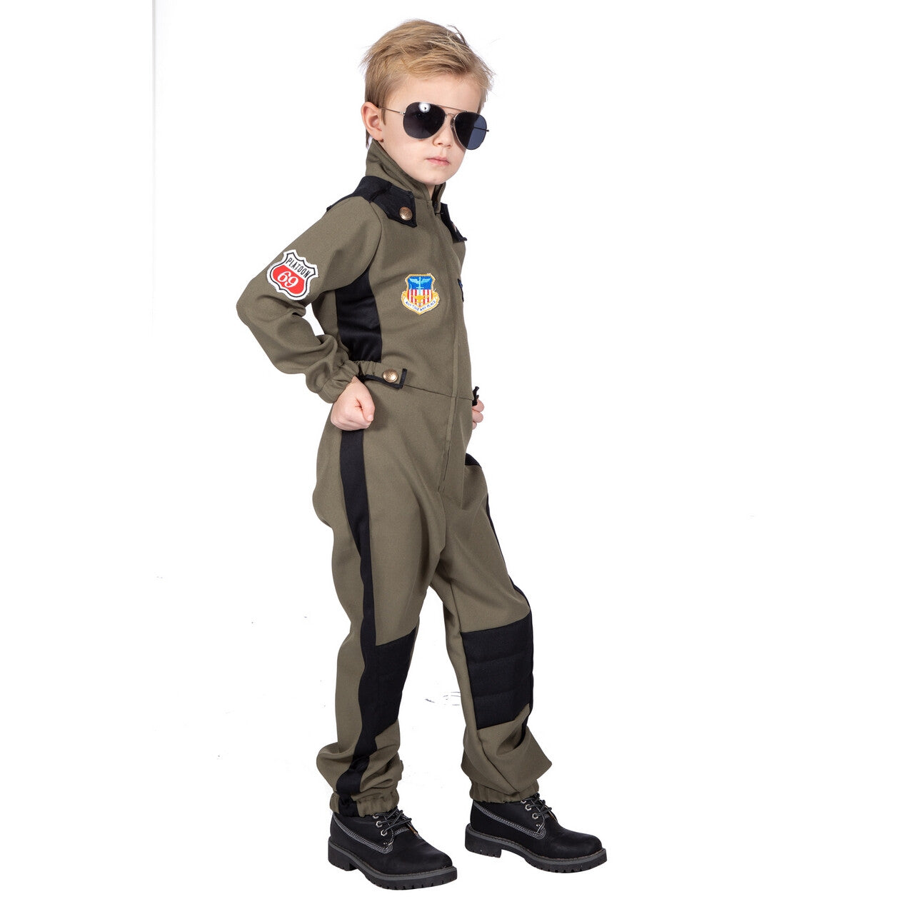 Op deze afbeelding zie je een Kostuums, van het merk Wilbers. Maverick Top Piloot F35 Straaljager Kind Kostuum
