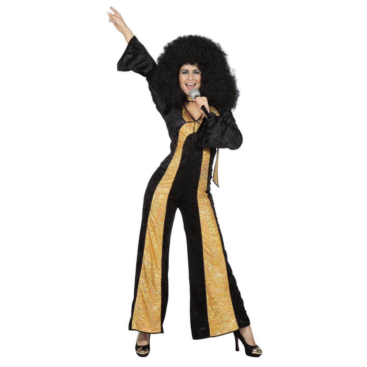 Op deze afbeelding zie je een Kostuums, van het merk Wilbers. Catsuit Disco Diva Chaka Khan Vrouw Kostuum