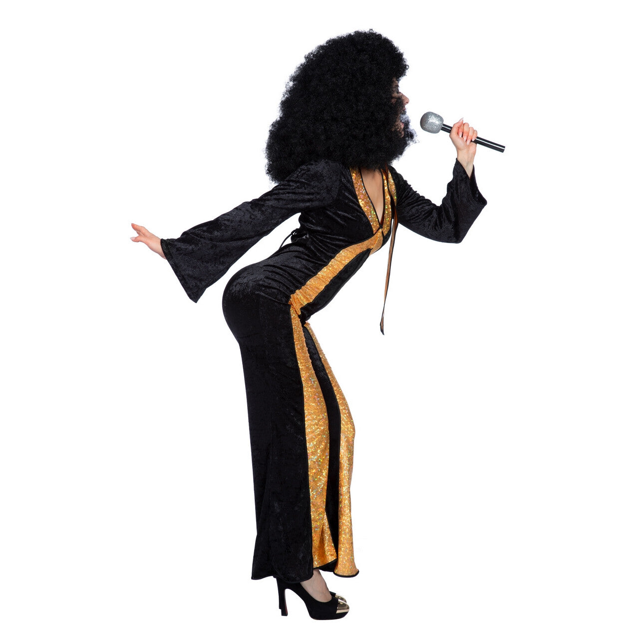 Op deze afbeelding zie je een Kostuums, van het merk Wilbers. Catsuit Disco Diva Chaka Khan Vrouw Kostuum