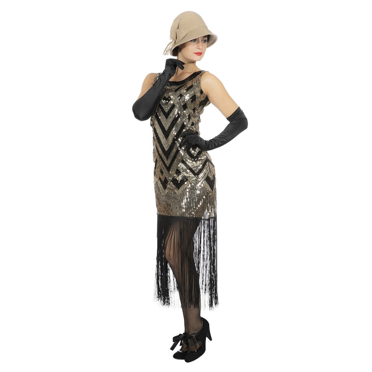 Op deze afbeelding zie je een Kostuums, van het merk Wilbers. Zilveren Chique Peaky Grace Roaring 20s Vrouw Kostuum