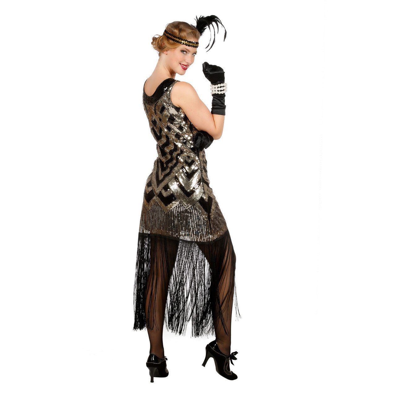 Op deze afbeelding zie je een Kostuums, van het merk Wilbers. Zilveren Chique Peaky Grace Roaring 20s Vrouw Kostuum