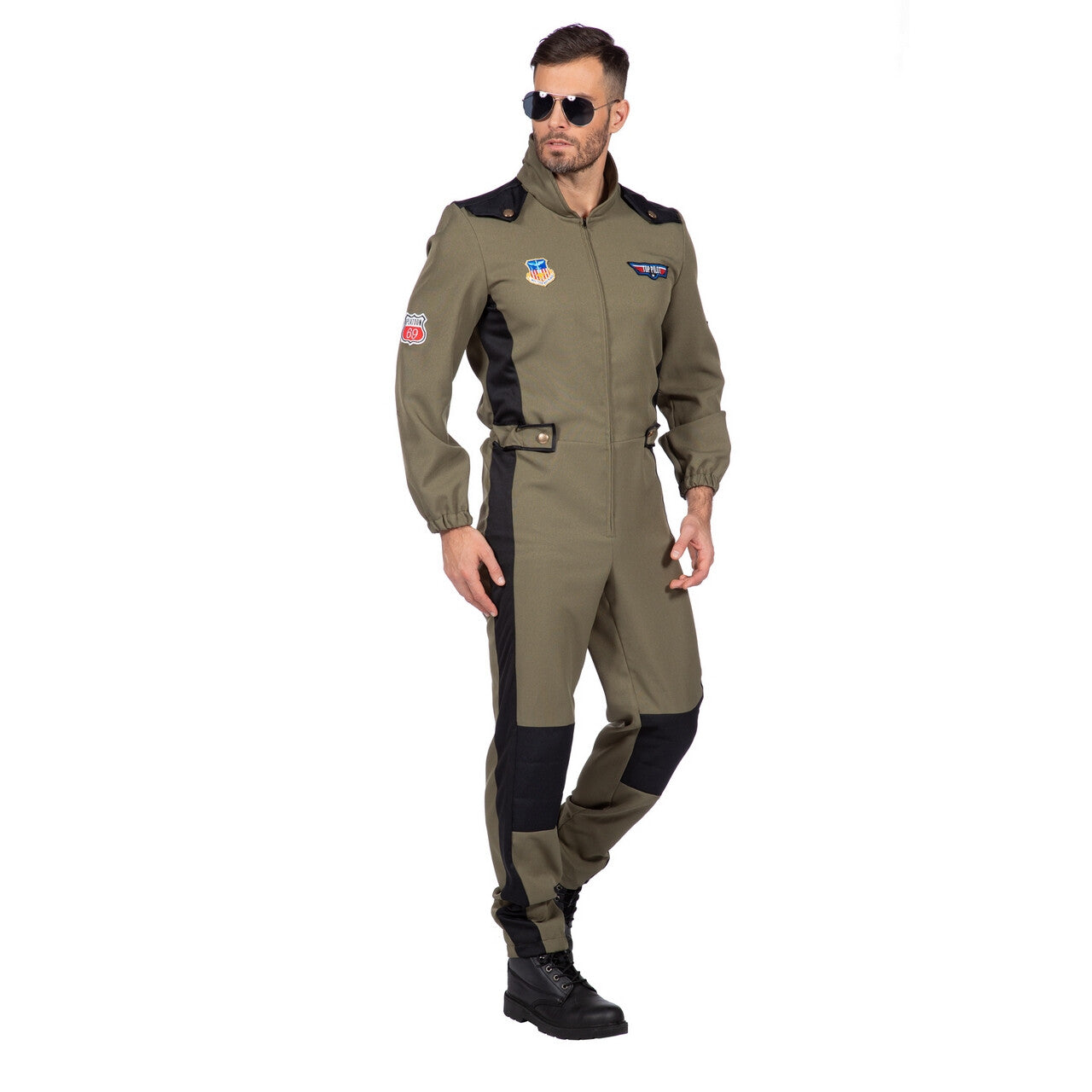 Op deze afbeelding zie je een Kostuums, van het merk Wilbers. Maverick Top Piloot F35 Straaljager Man Kostuum