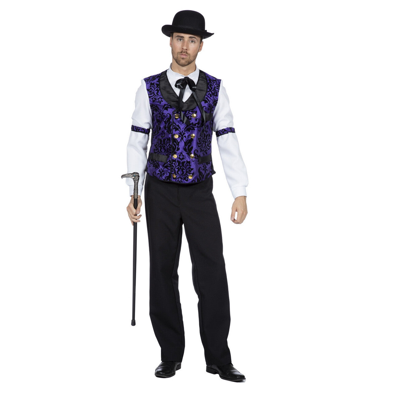 Op deze afbeelding zie je een Kostuums, van het merk Wilbers. Wilde Westen Poker Hemden Gilet Paars Man