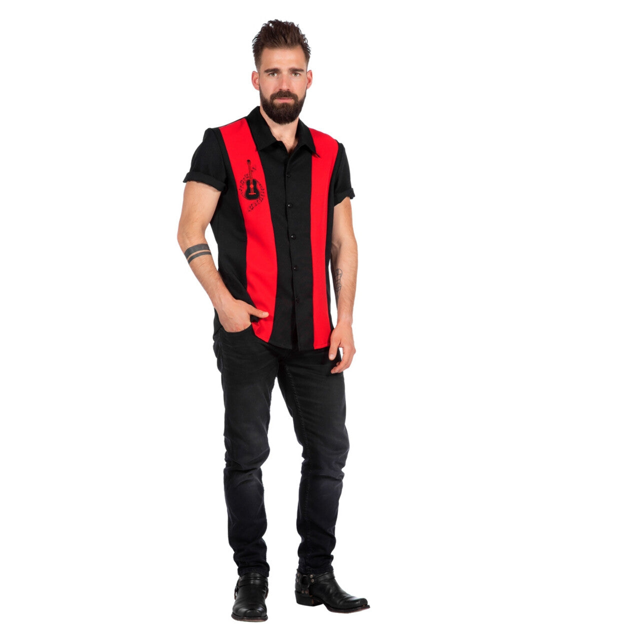 Op deze afbeelding zie je een Kostuums, van het merk Wilbers. Rockabilly Hemd Herman De Hunk
