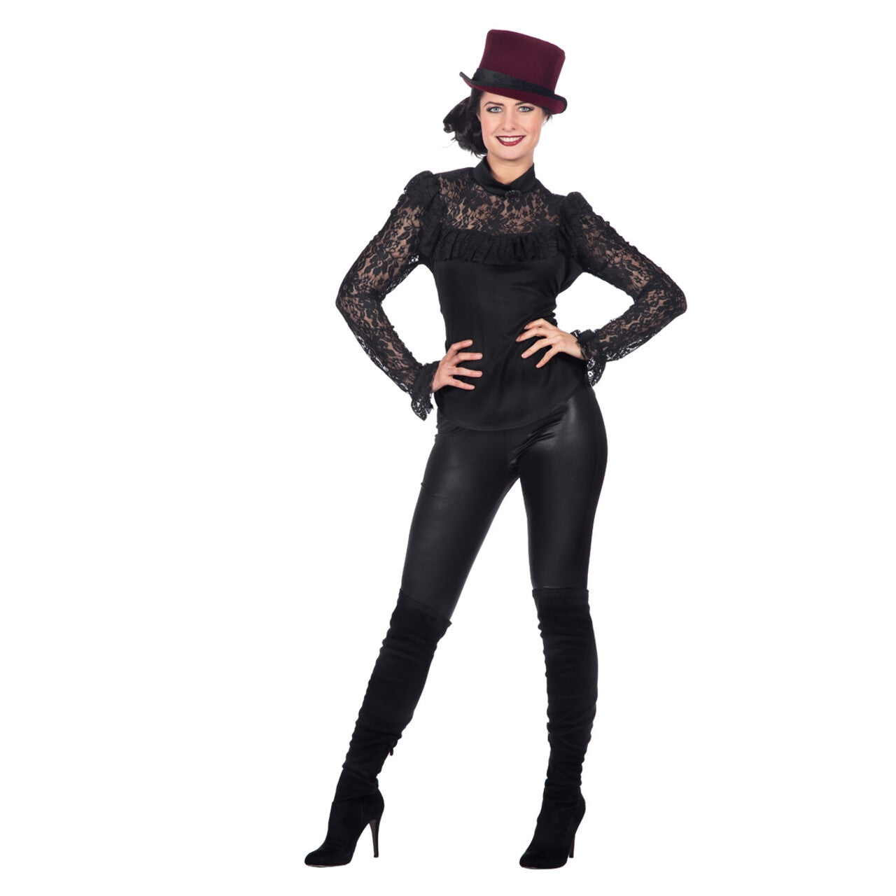 Op deze afbeelding zie je een Kostuums, van het merk Wilbers. Sexy Kanten Blouse Zwart Vrouw