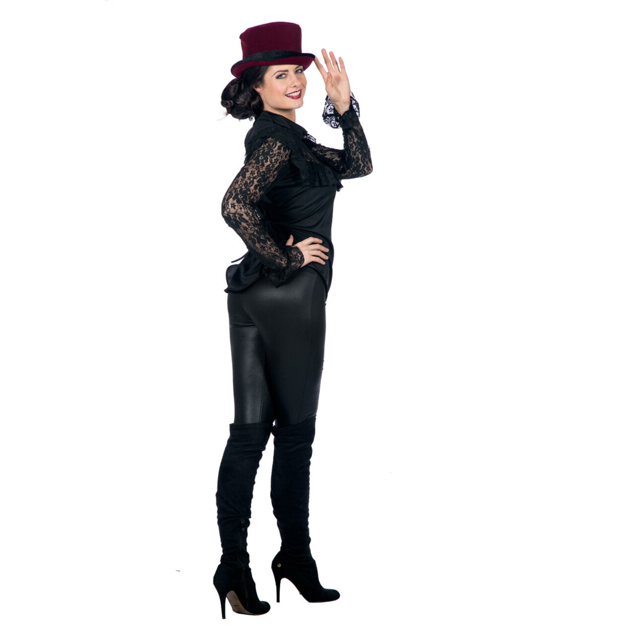 Op deze afbeelding zie je een Kostuums, van het merk Wilbers. Sexy Kanten Blouse Zwart Vrouw