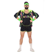 Op deze afbeelding zie je een Kostuums, van het merk Wilbers. Spetterend Aerobic Neon 80s Kostuum Man