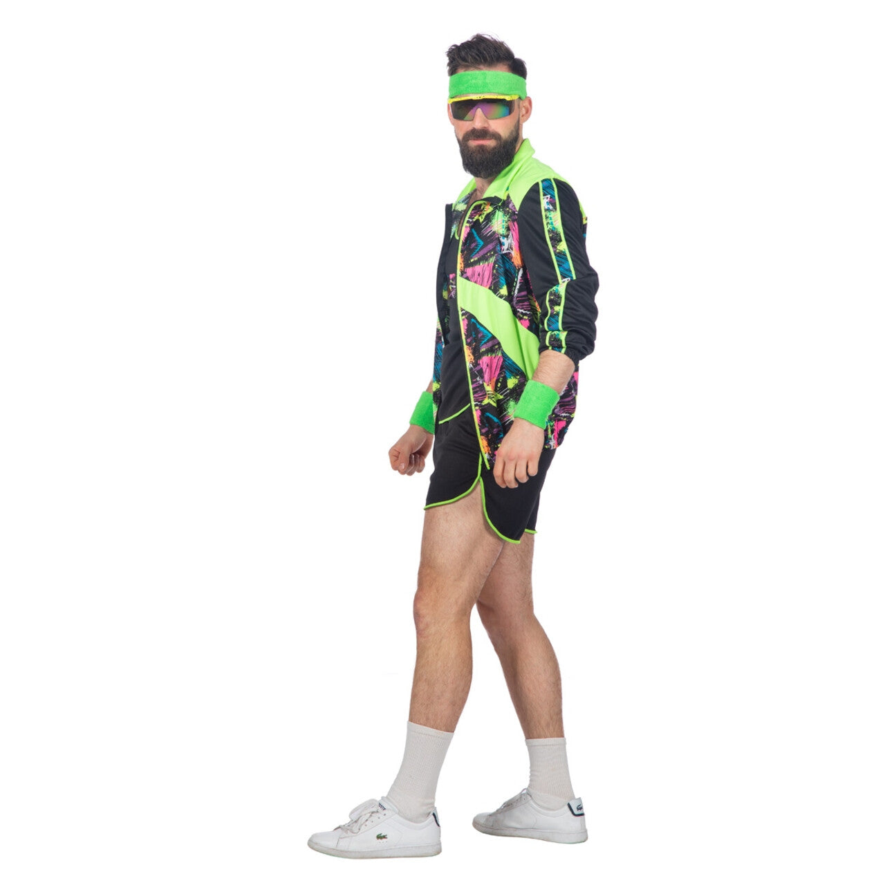 Op deze afbeelding zie je een Kostuums, van het merk Wilbers. Spetterend Aerobic Neon 80s Kostuum Man