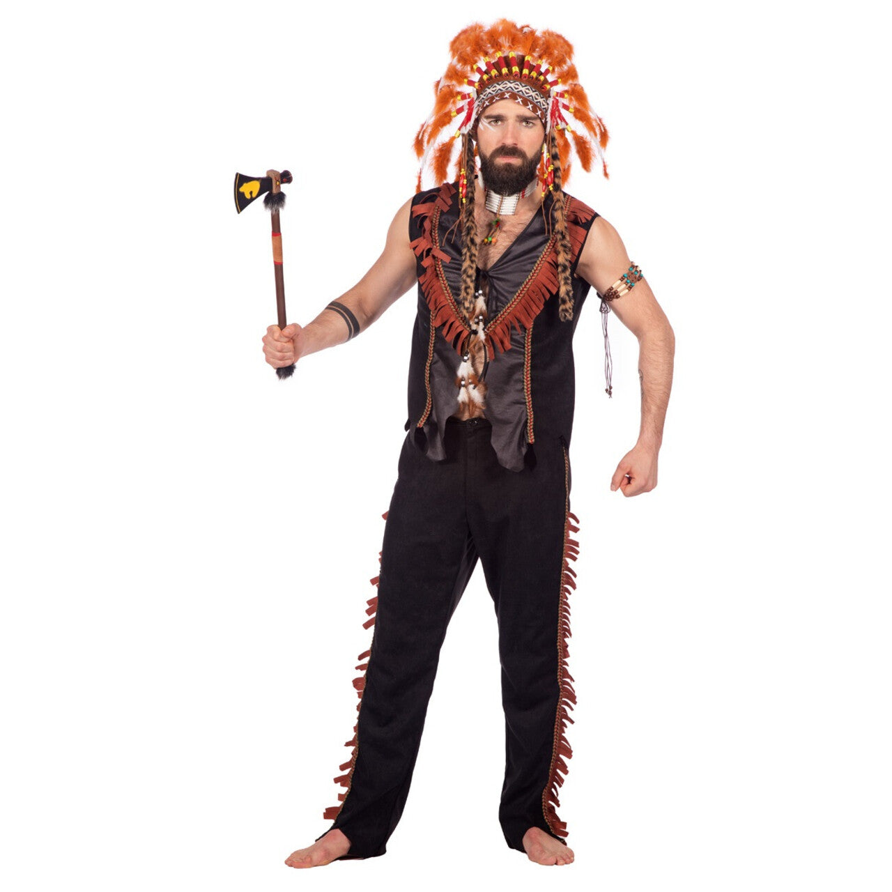 Op deze afbeelding zie je een Kostuums, van het merk Wilbers. Stoere Indiaan White Eagle Man Kostuum
