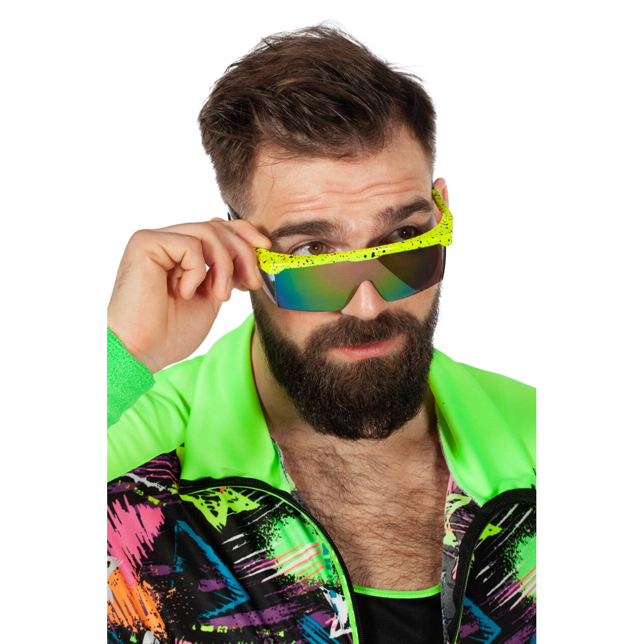 Op deze afbeelding zie je een Accessoires, van het merk Wilbers. Gele Jaren 80 Stoere Skileraar Zonnebril