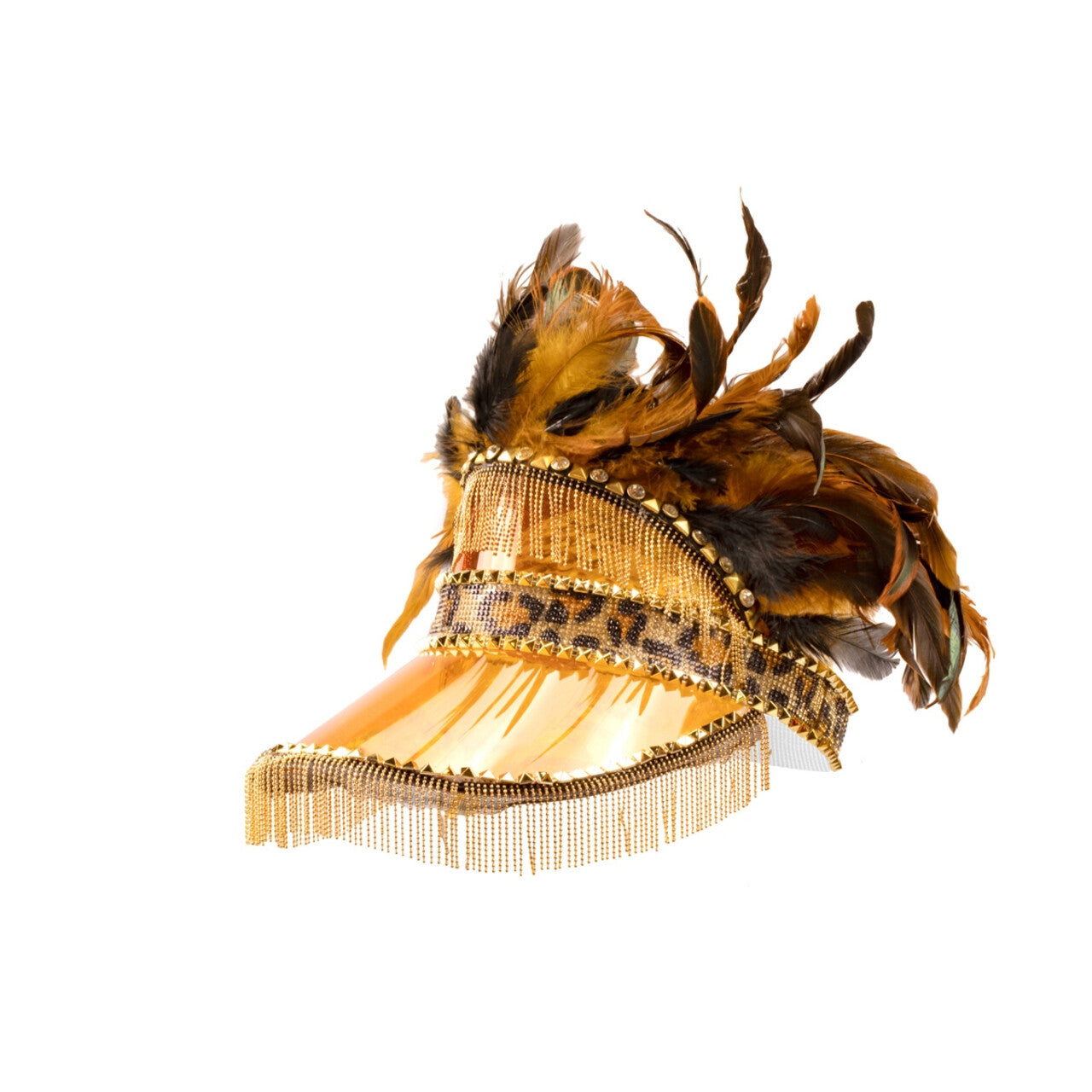 Op deze afbeelding zie je een Accessoires, van het merk Wilbers. Gele Hete Zomer Zomercarnaval Panter Met Franjes Zonneklep