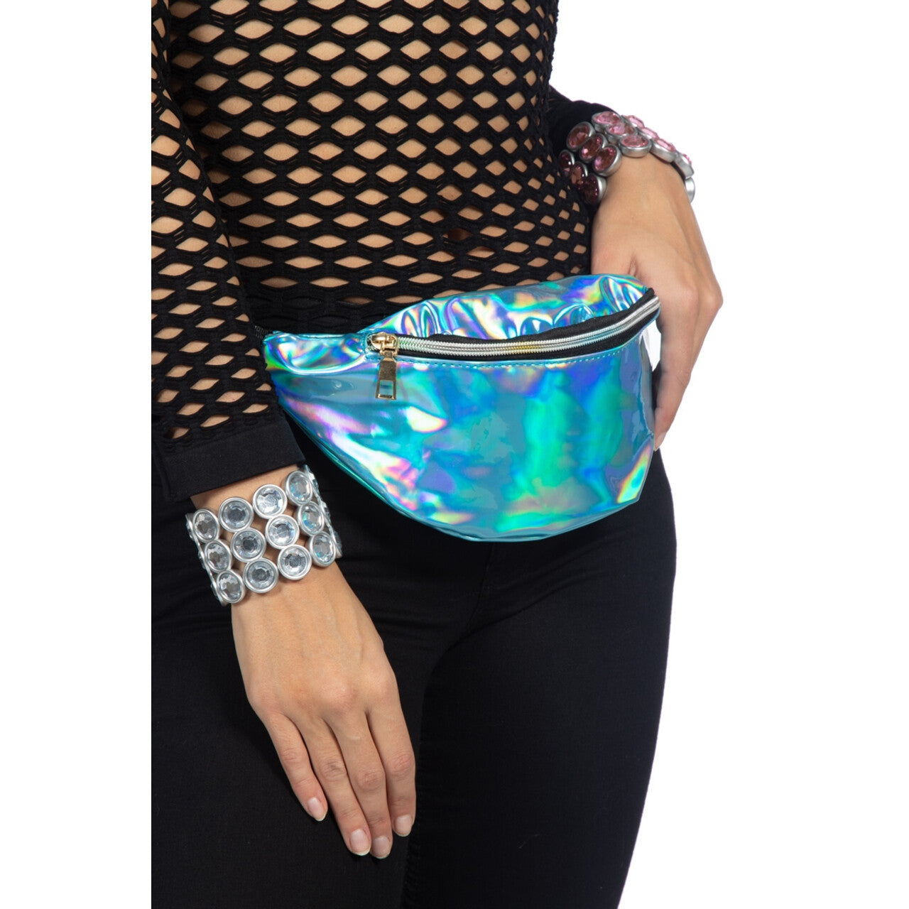 Op deze afbeelding zie je een Accessoires, van het merk Wilbers. Metallic 80s Blauw Wow Festival Heuptas