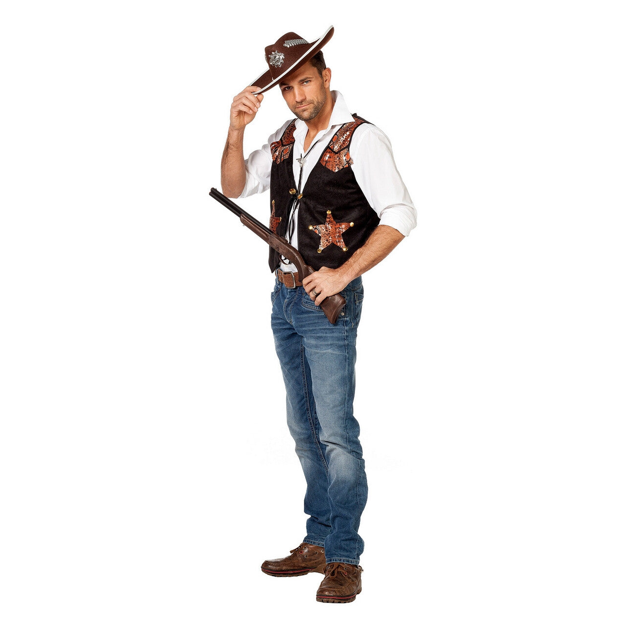 Op deze afbeelding zie je een Kostuums, van het merk Wilbers. Lonely Star Cowboyvest Man