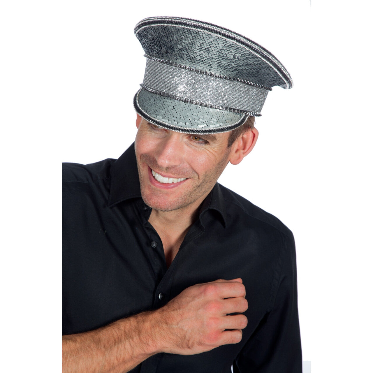 Op deze afbeelding zie je een Accessoires, van het merk Wilbers. Zilveren Pailletten Glamour Politiepet