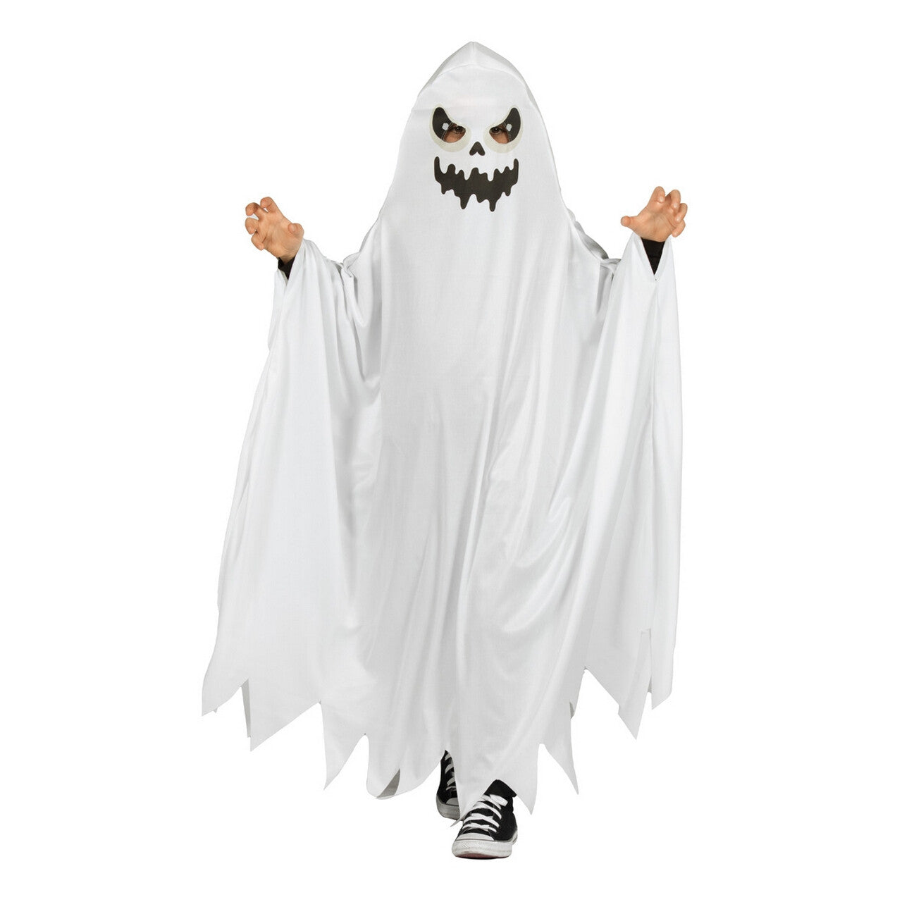 Op deze afbeelding zie je een Kostuums, van het merk Wilbers. Scary Casper Het Witte Spookje Kind Kostuum