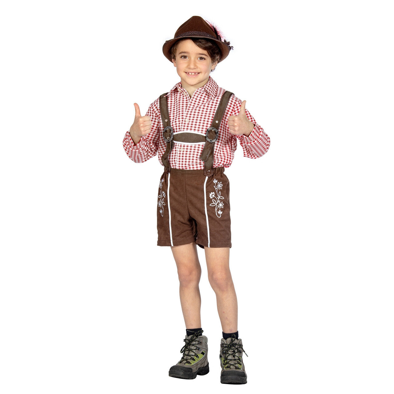 Op deze afbeelding zie je een Kostuums, van het merk Wilbers. Rood Wit Geblokte Tiroler Blouse Jongen