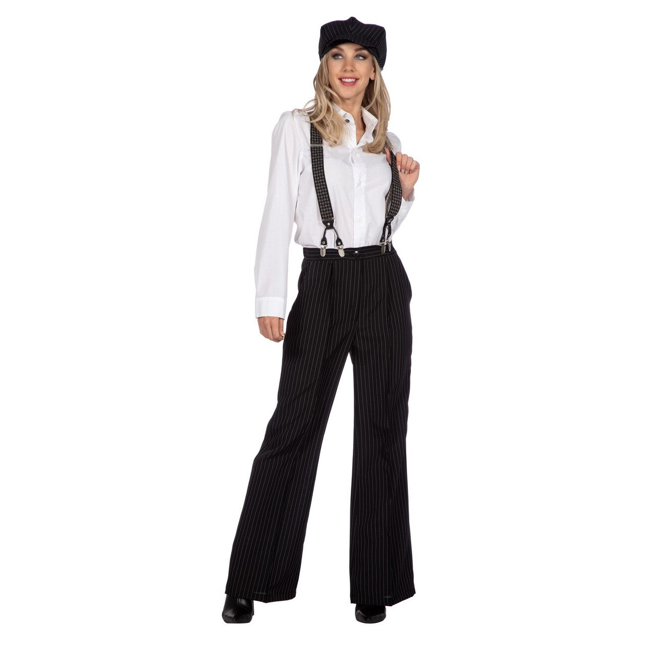 Op deze afbeelding zie je een Kostuums, van het merk Wilbers. Roaring 20s Krijtstreep Broek Vrouw