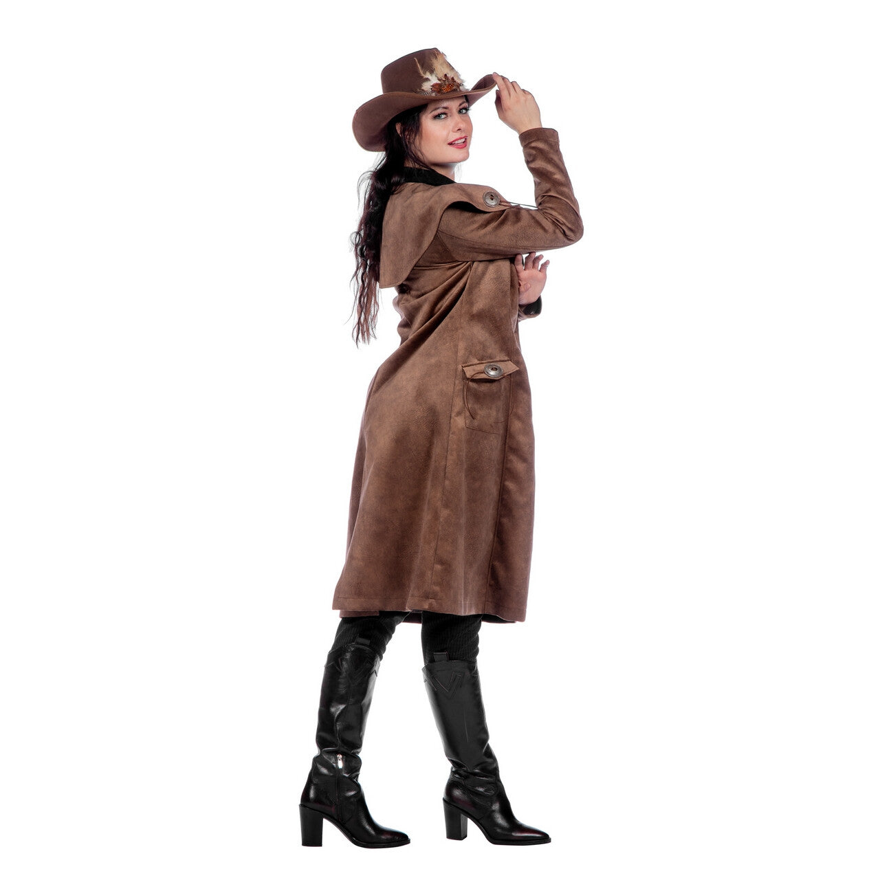 Op deze afbeelding zie je een Kostuums, van het merk Wilbers. Jane West Bountyhunter Jas Vrouw