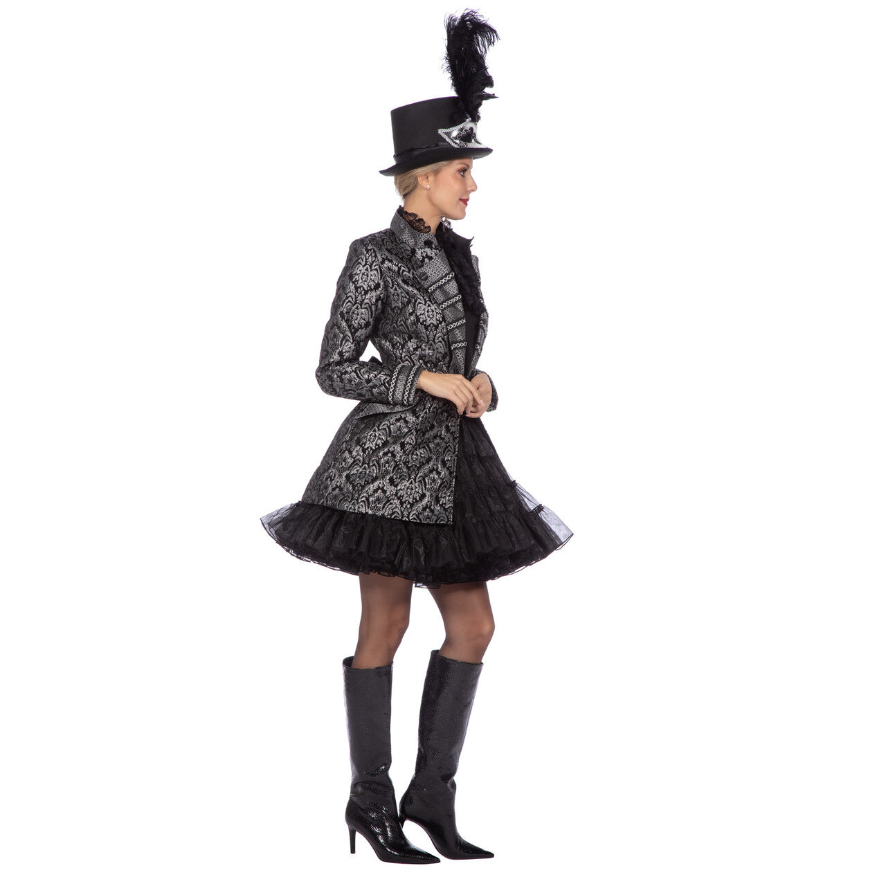 Op deze afbeelding zie je een Kostuums, van het merk Wilbers. Luxe Jas Baroness Silverbling Vrouw