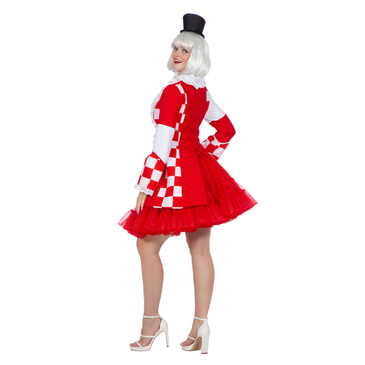 Op deze afbeelding zie je een Kostuums, van het merk Wilbers. Jas Typisch Brabant Rood / Wit Vrouw