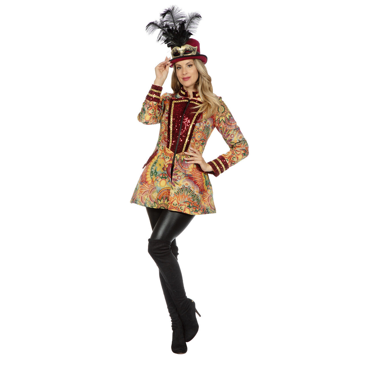 Op deze afbeelding zie je een Kostuums, van het merk Wilbers. Luxe Carnaval Sunny Jas Pailletten Vrouw