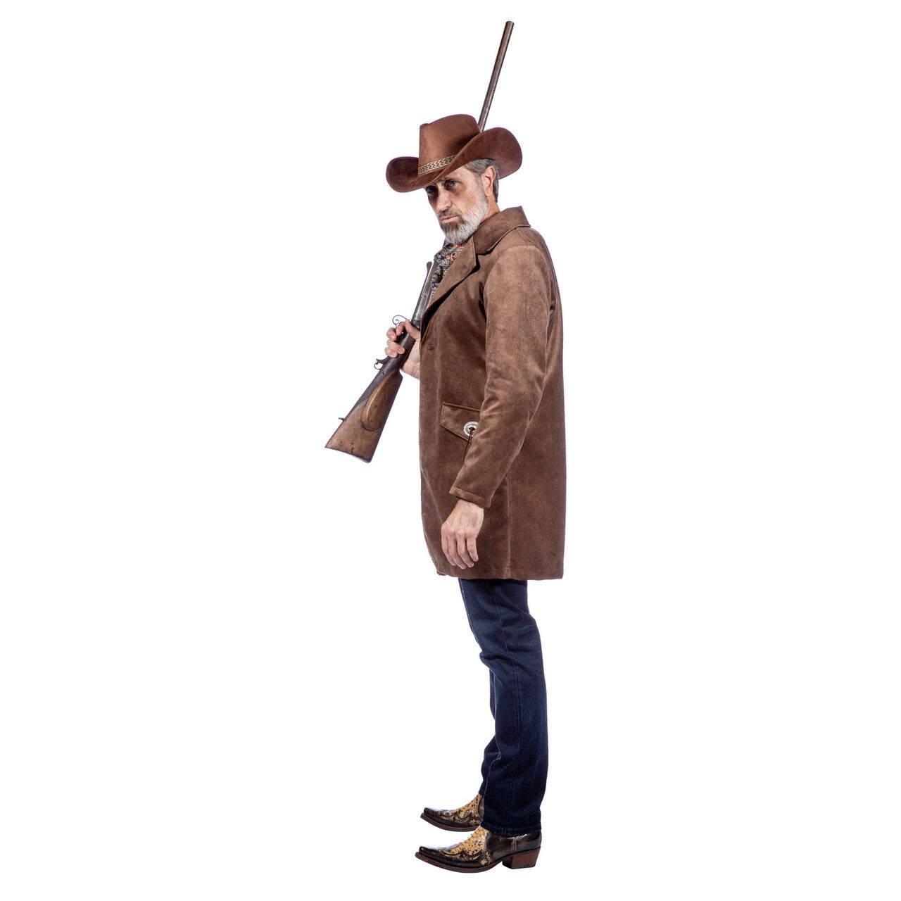 Op deze afbeelding zie je een Kostuums, van het merk Wilbers. Meedogenloze Western Shooter Billy Bullet Jas Man