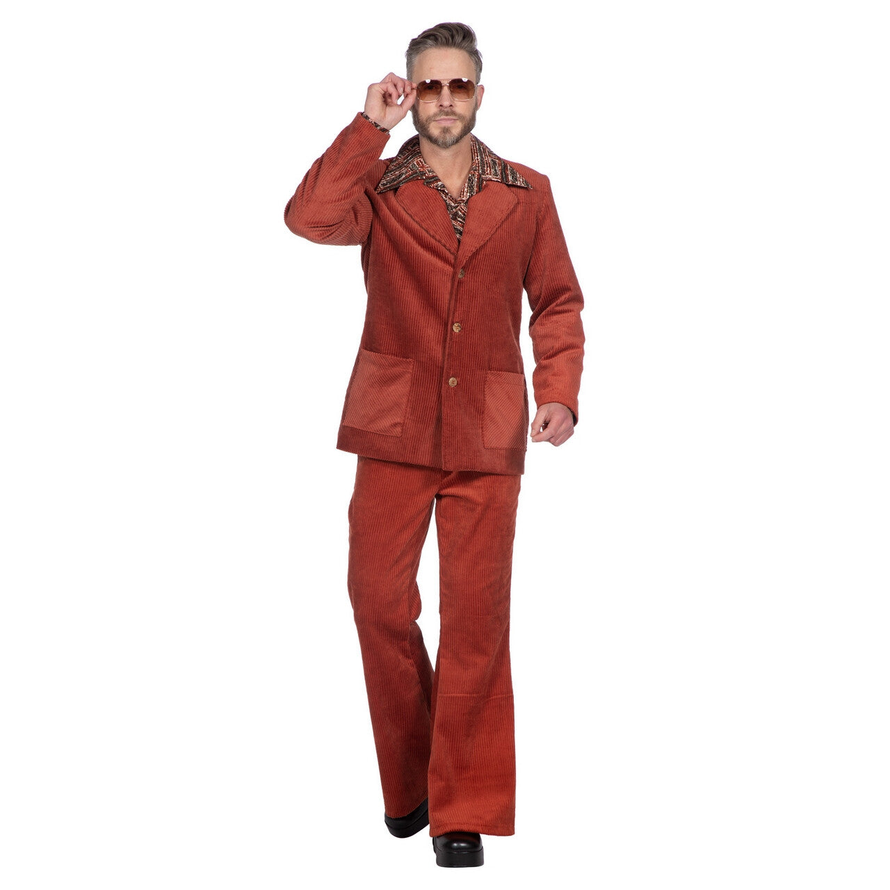 Op deze afbeelding zie je een Kostuums, van het merk Wilbers. That Is So 70s Corduroy George Man Kostuum
