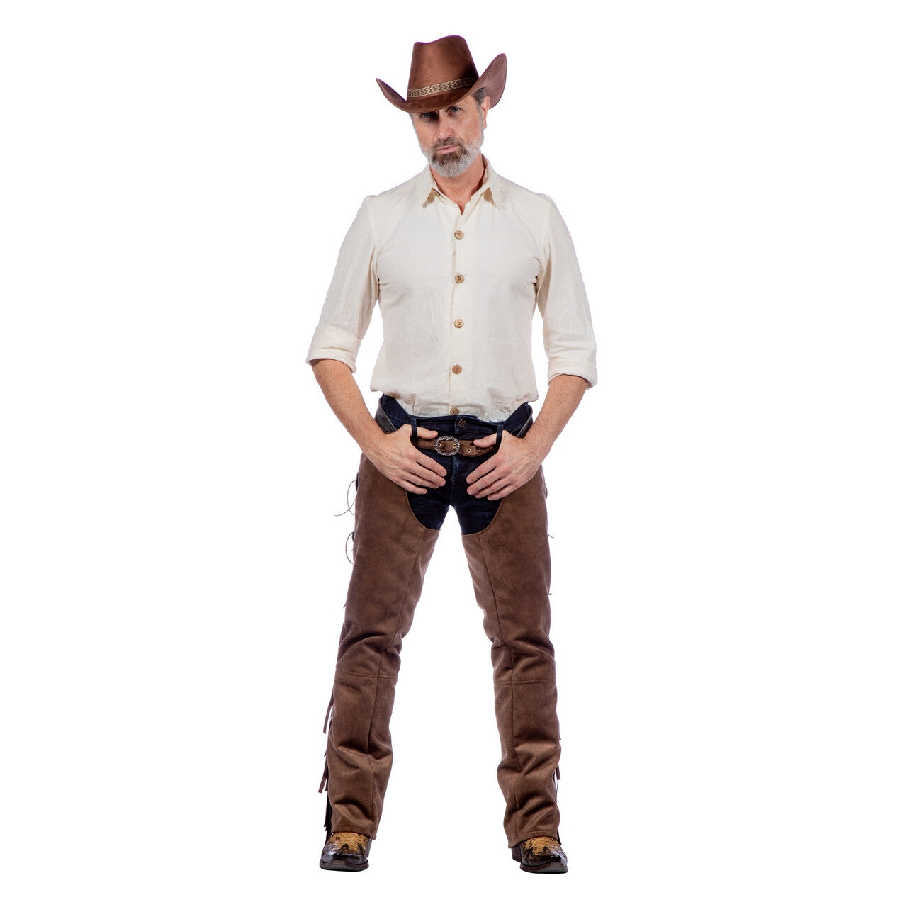 Op deze afbeelding zie je een Kostuums, van het merk Wilbers. Beige Cowboy Blouse Clay White Man