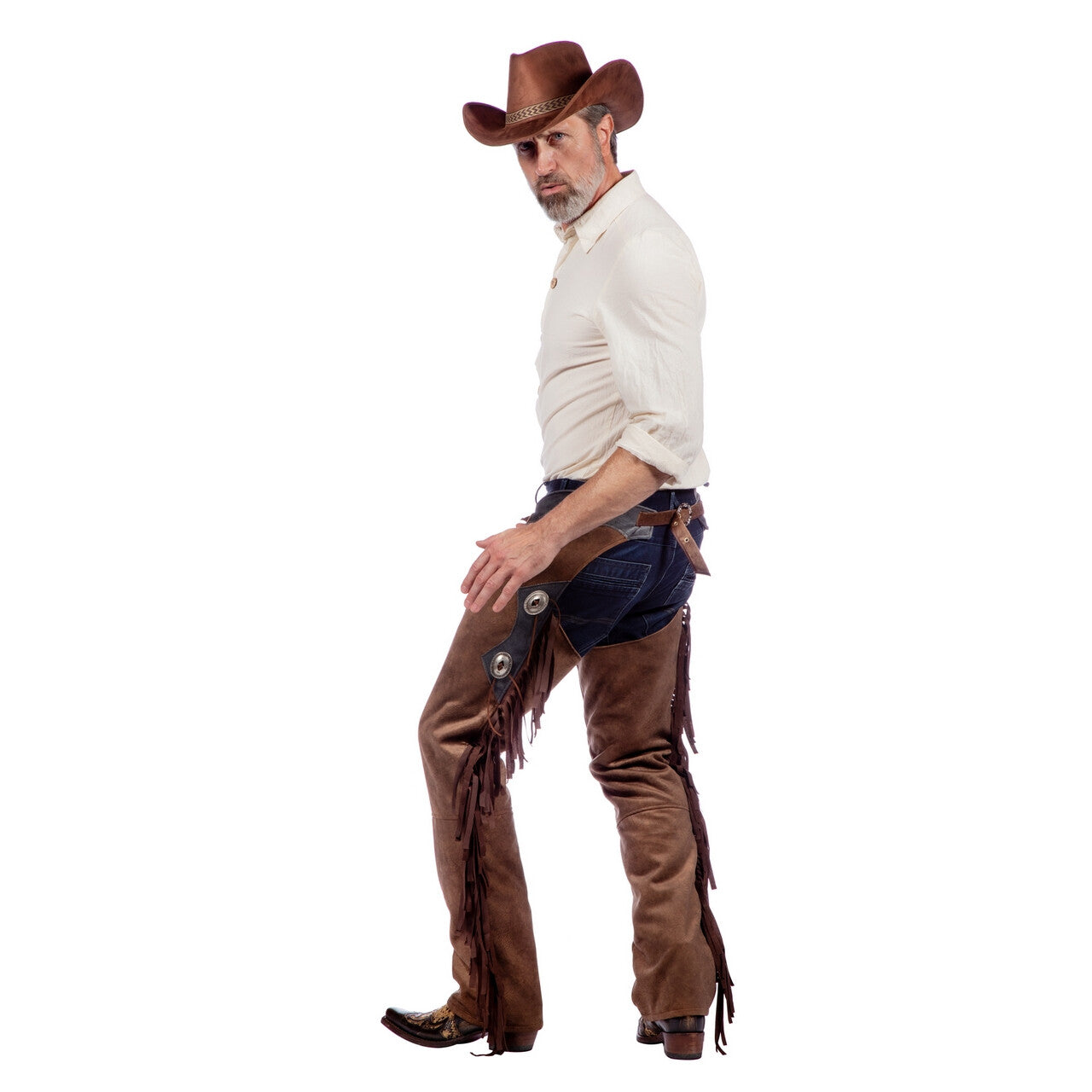 Op deze afbeelding zie je een Kostuums, van het merk Wilbers. Beige Cowboy Blouse Clay White Man
