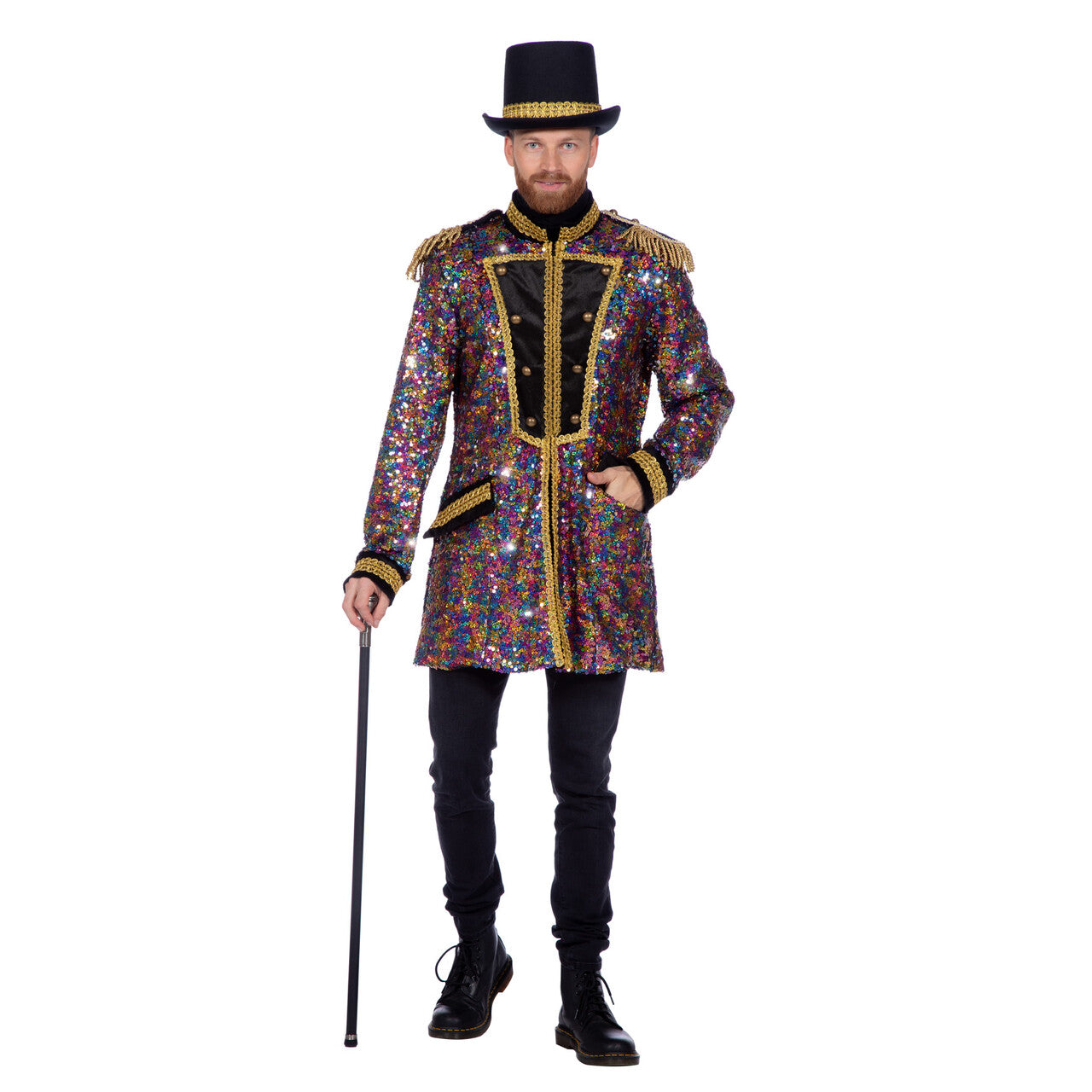 Op deze afbeelding zie je een Kostuums, van het merk Wilbers. Luxe Paillettenjas Mr Luminee Man
