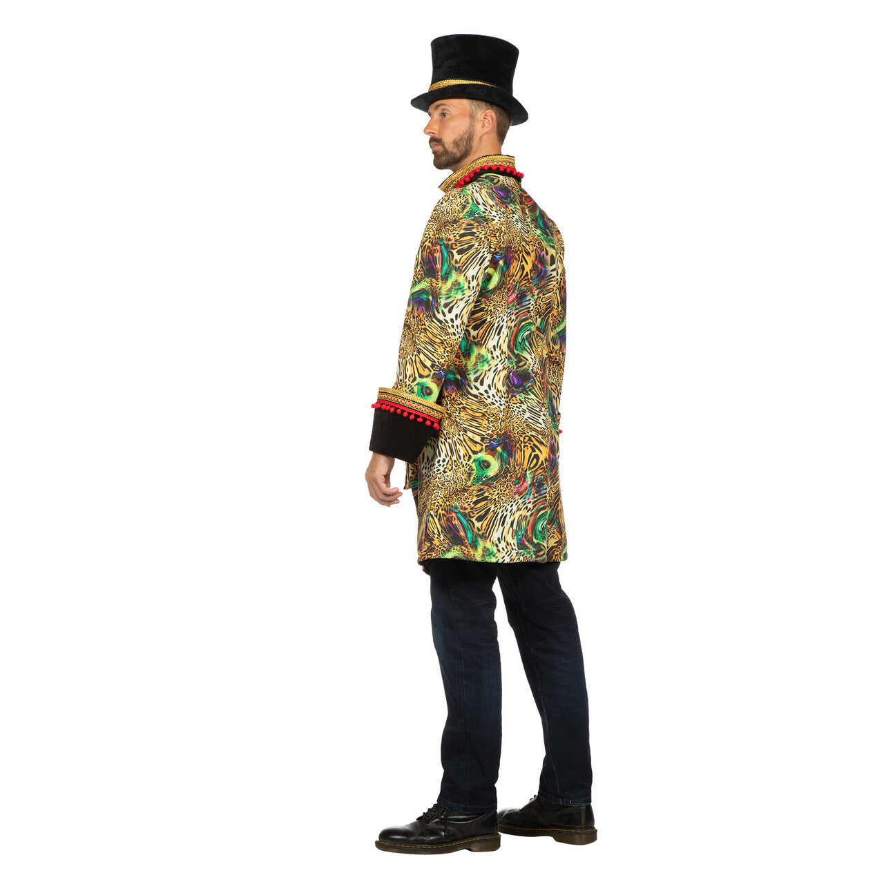 Op deze afbeelding zie je een Kostuums, van het merk Wilbers. Luxe Jungle Jas Panter Zwart Man
